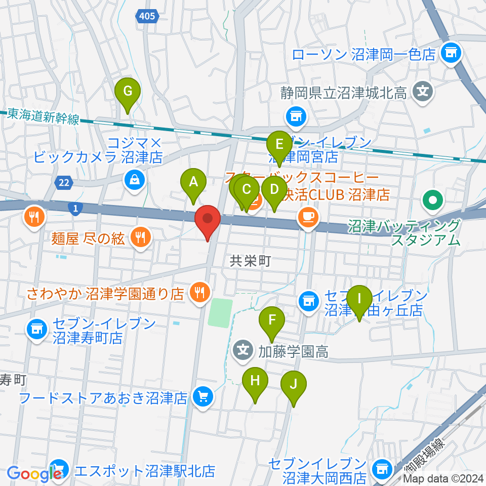 カワイ沼津ショップ周辺の駐車場・コインパーキング一覧地図