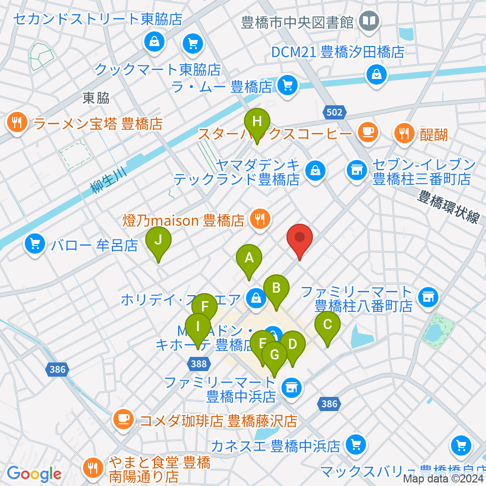 カワイ豊橋ショップ周辺の駐車場・コインパーキング一覧地図