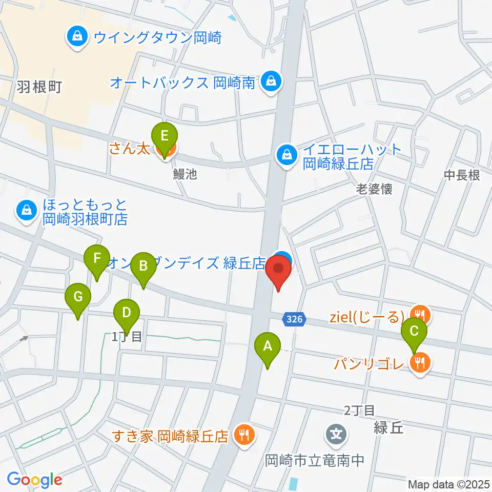 カワイ岡崎ショップ周辺の駐車場・コインパーキング一覧地図