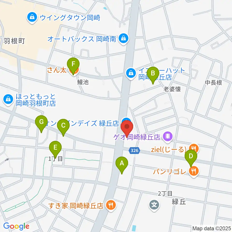 カワイ岡崎ショップ周辺の駐車場・コインパーキング一覧地図