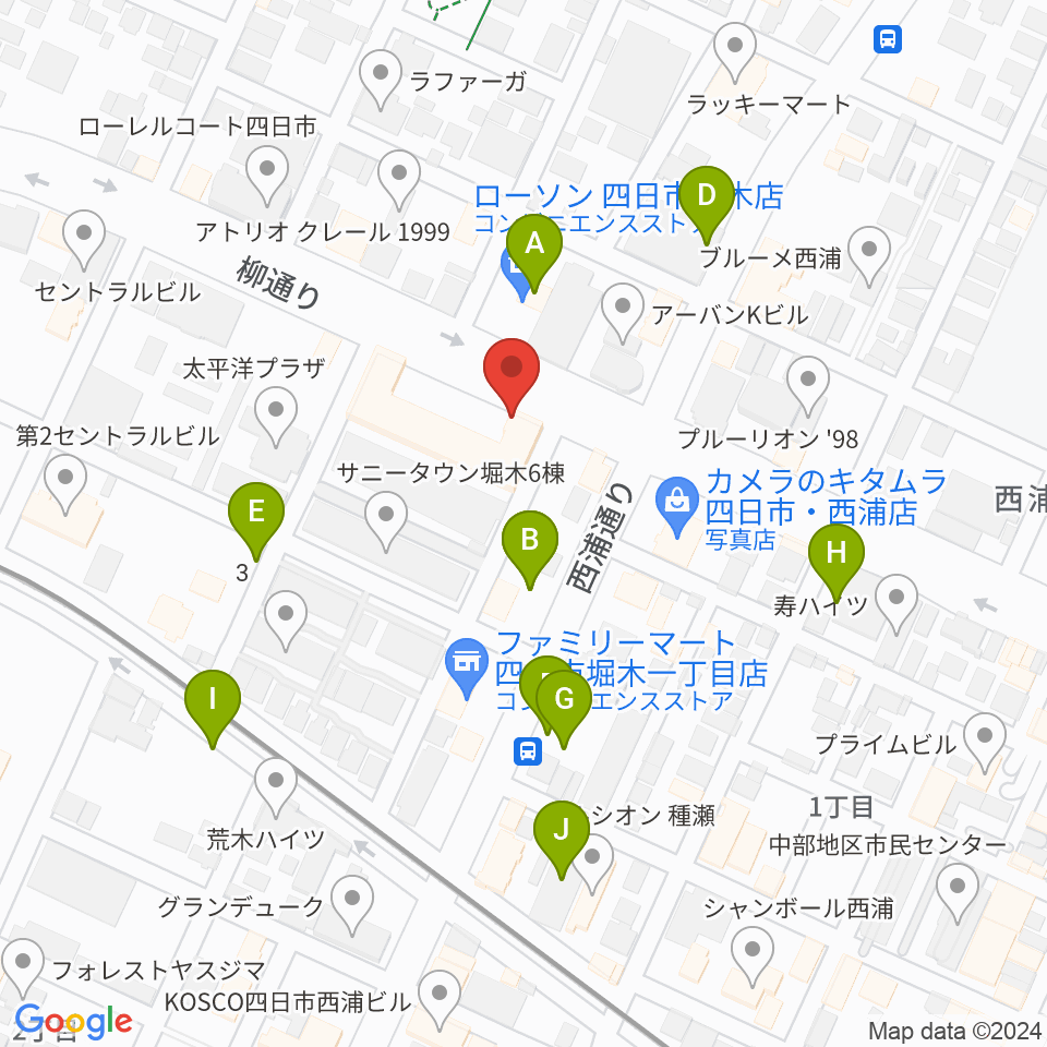 カワイ四日市ショップ周辺の駐車場・コインパーキング一覧地図