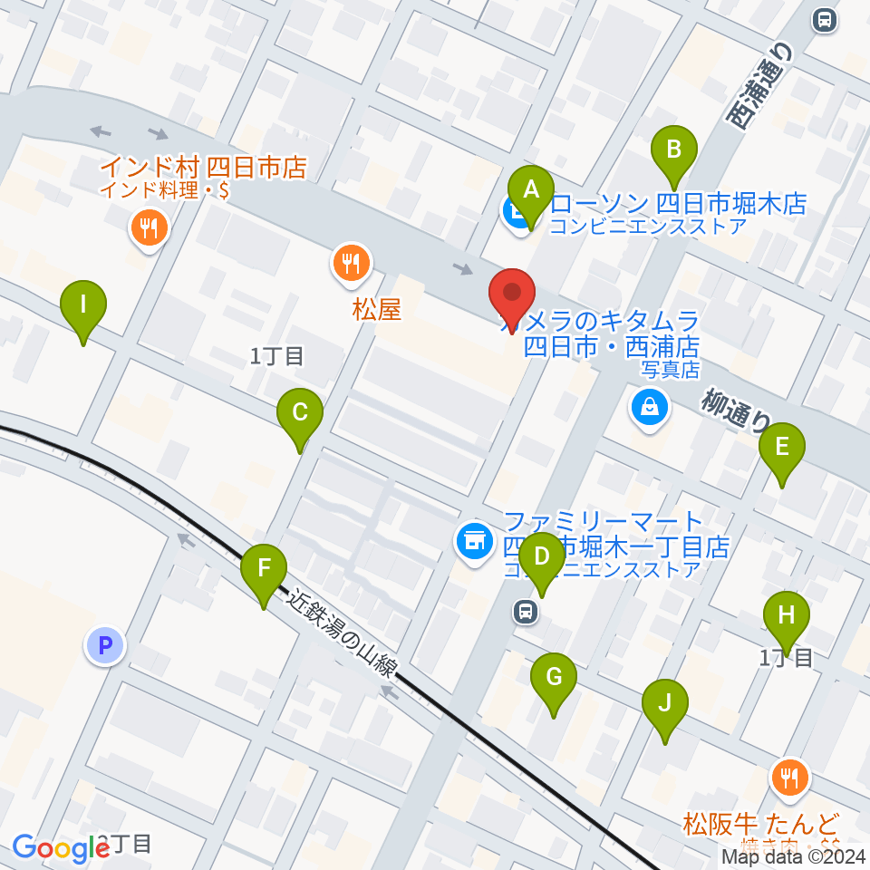 カワイ四日市ショップ周辺の駐車場・コインパーキング一覧地図