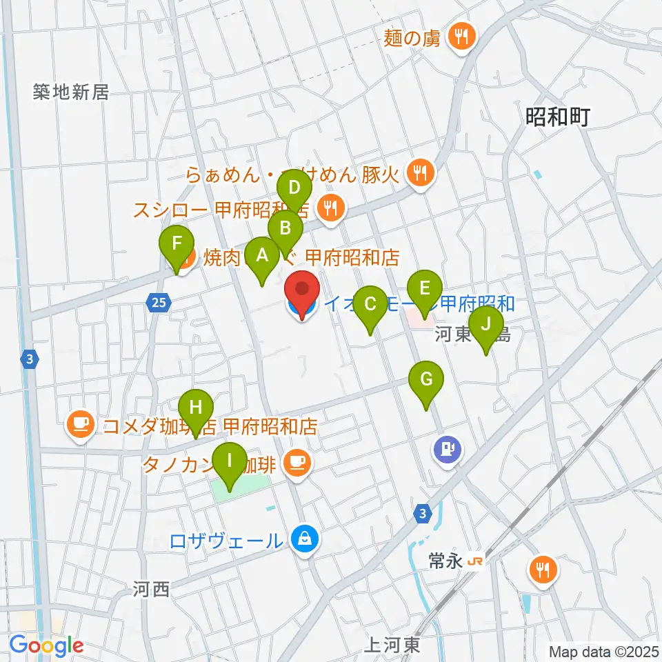 島村楽器 イオンモール甲府昭和店周辺の駐車場・コインパーキング一覧地図