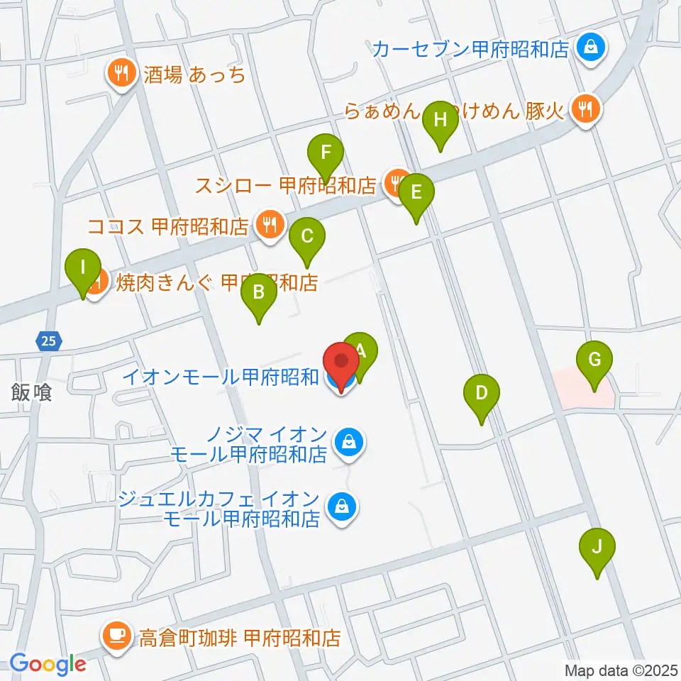 島村楽器 イオンモール甲府昭和店周辺の駐車場・コインパーキング一覧地図
