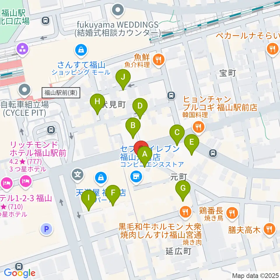 カワイ福山ショップ周辺の駐車場・コインパーキング一覧地図