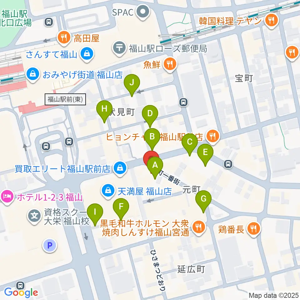 カワイ福山ショップ周辺の駐車場・コインパーキング一覧地図