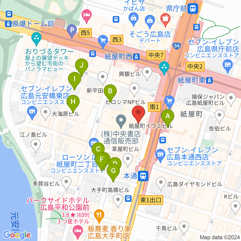 カワイ広島周辺の駐車場・コインパーキング一覧地図