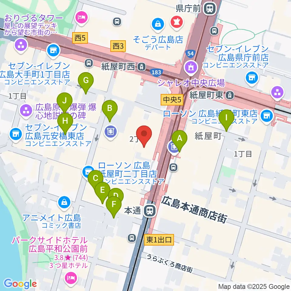 カワイ広島周辺の駐車場・コインパーキング一覧地図