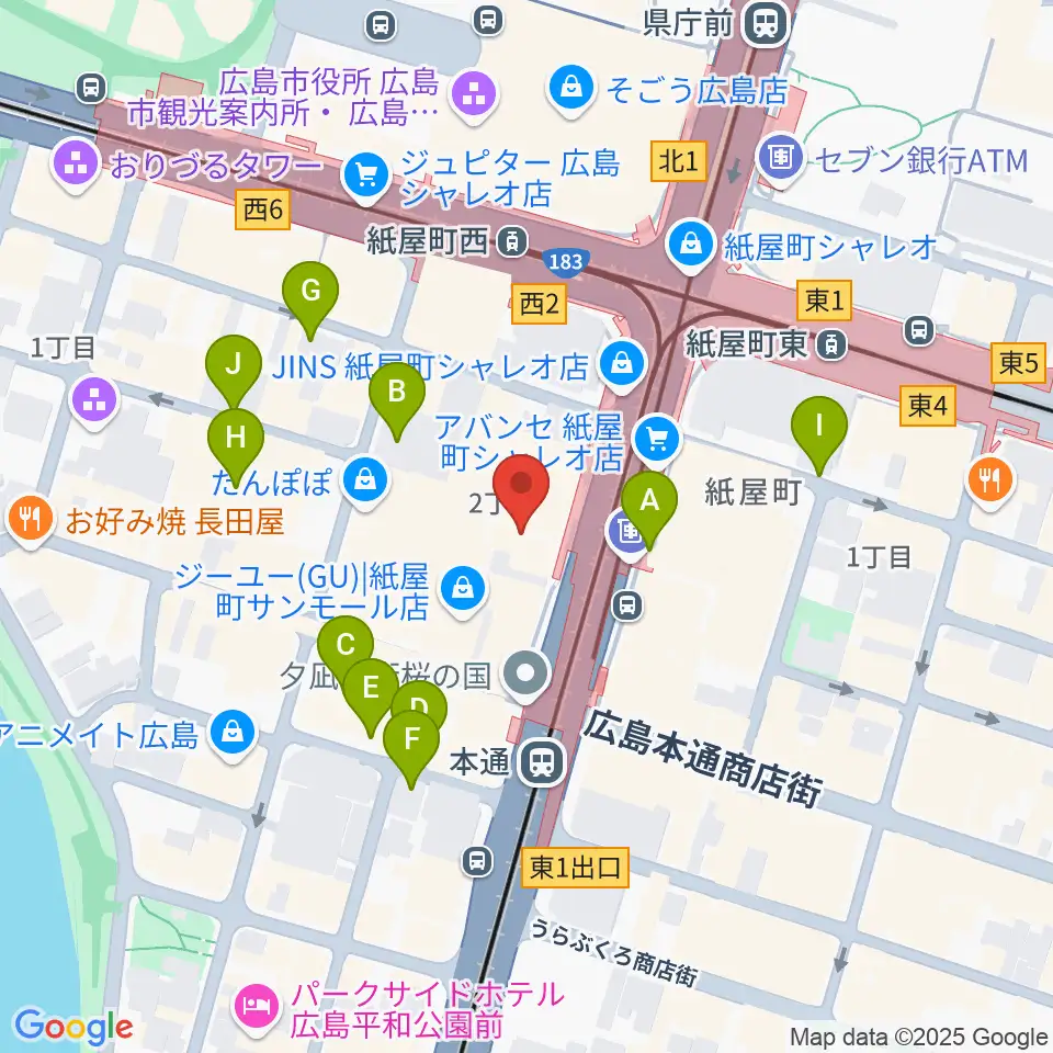 カワイ広島周辺の駐車場・コインパーキング一覧地図