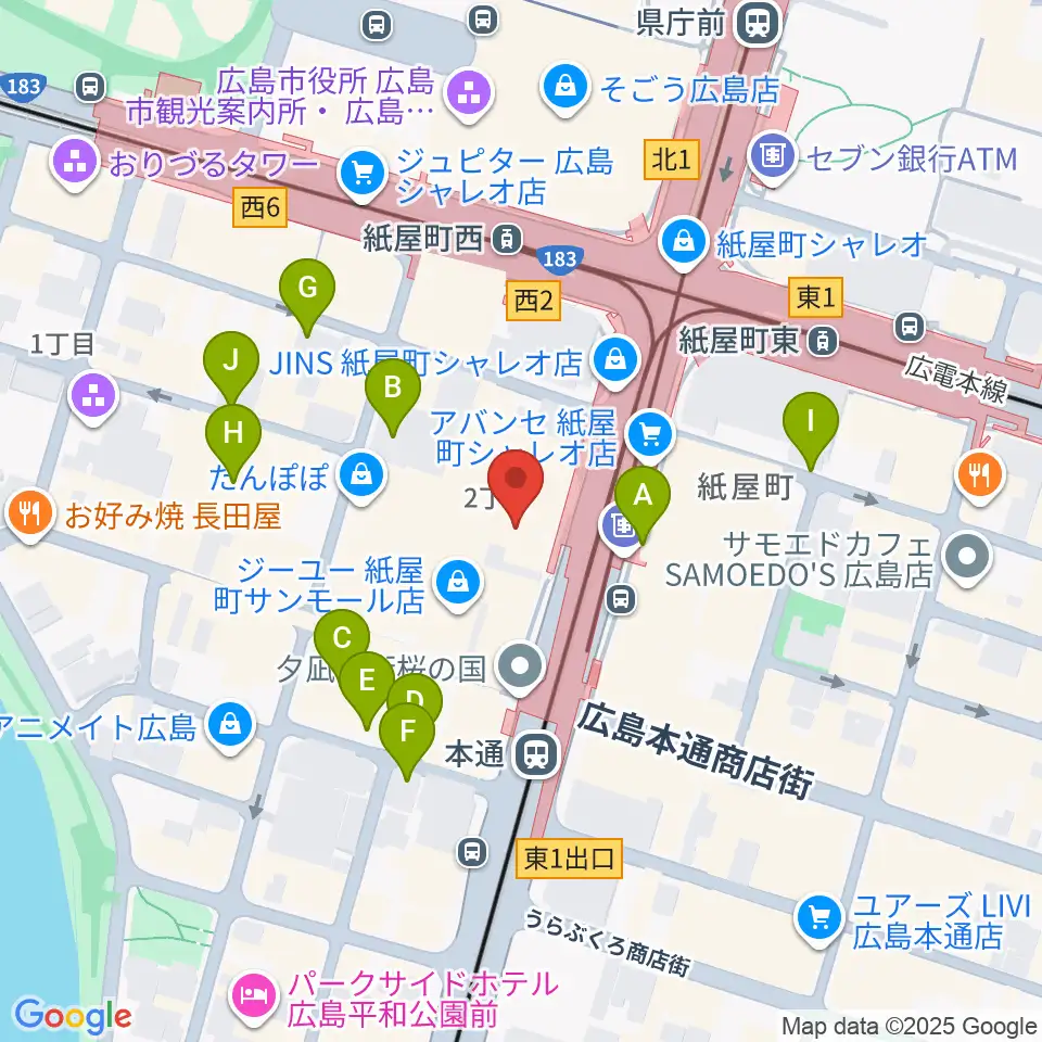 カワイ広島周辺の駐車場・コインパーキング一覧地図