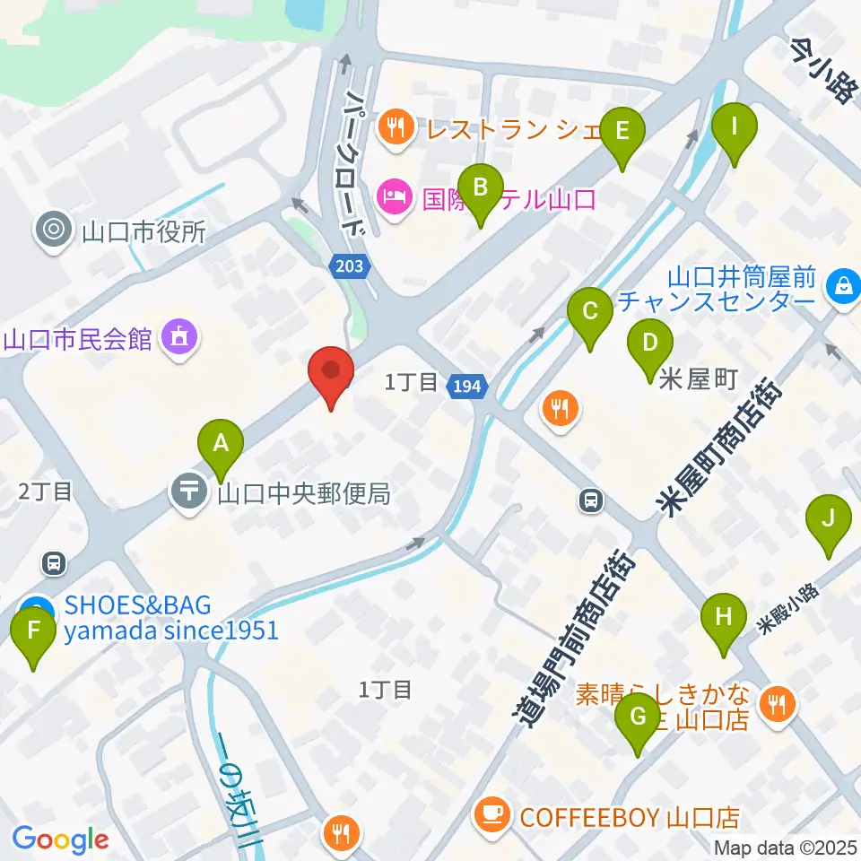カワイ山口ショップ周辺の駐車場・コインパーキング一覧地図