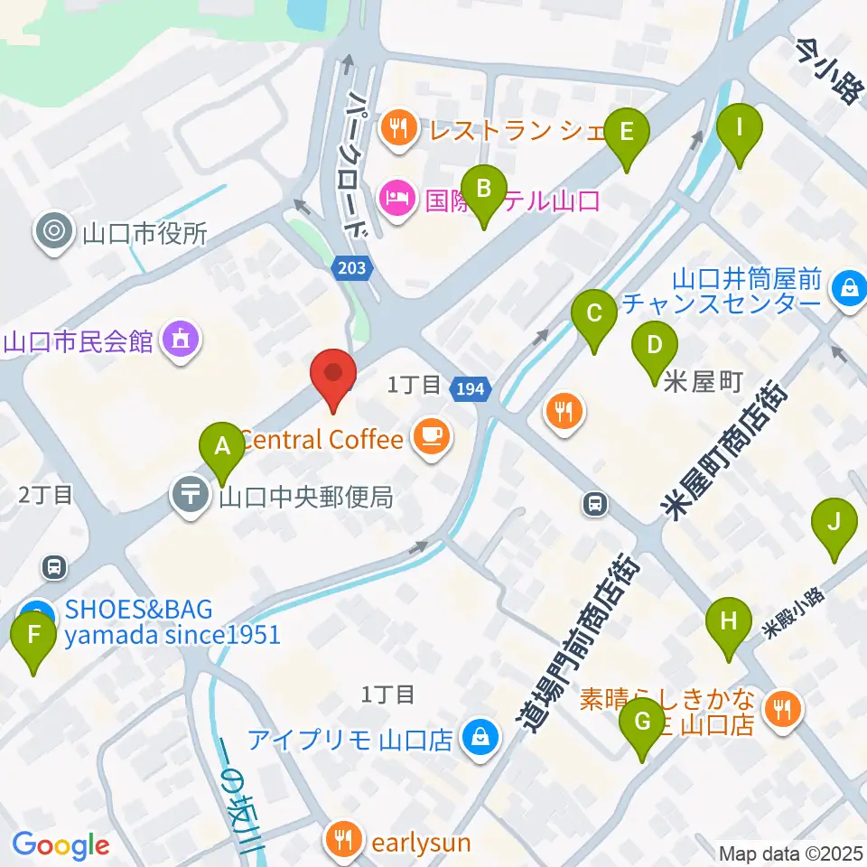 カワイ山口ショップ周辺の駐車場・コインパーキング一覧地図