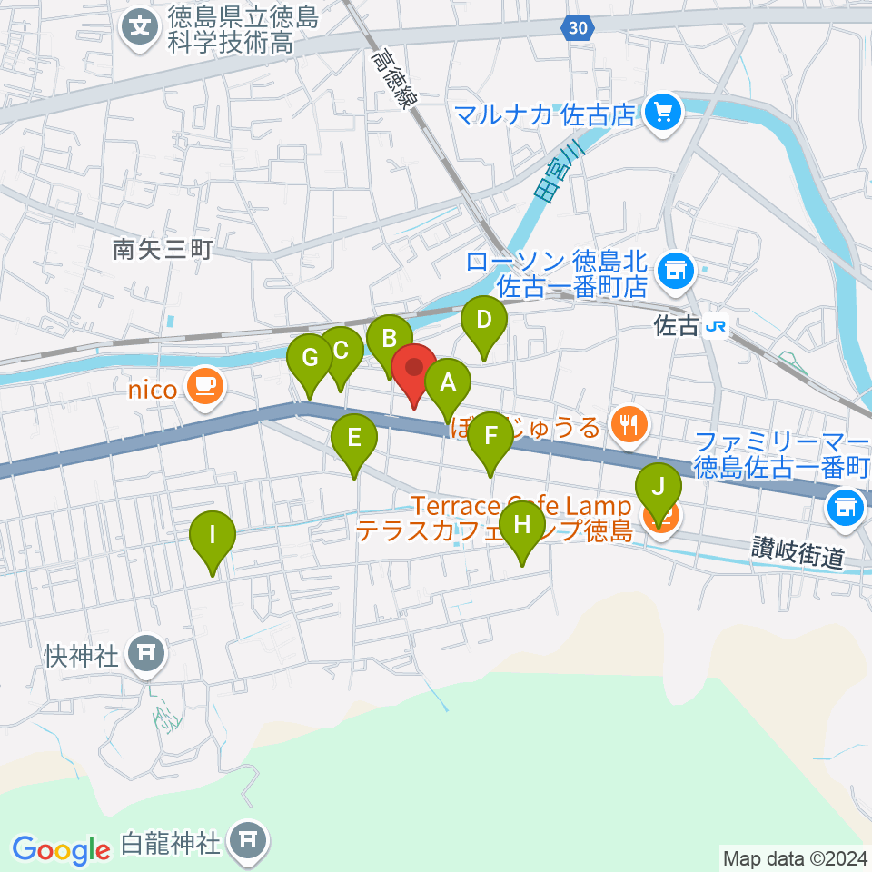 カワイ徳島ショップ周辺の駐車場・コインパーキング一覧地図