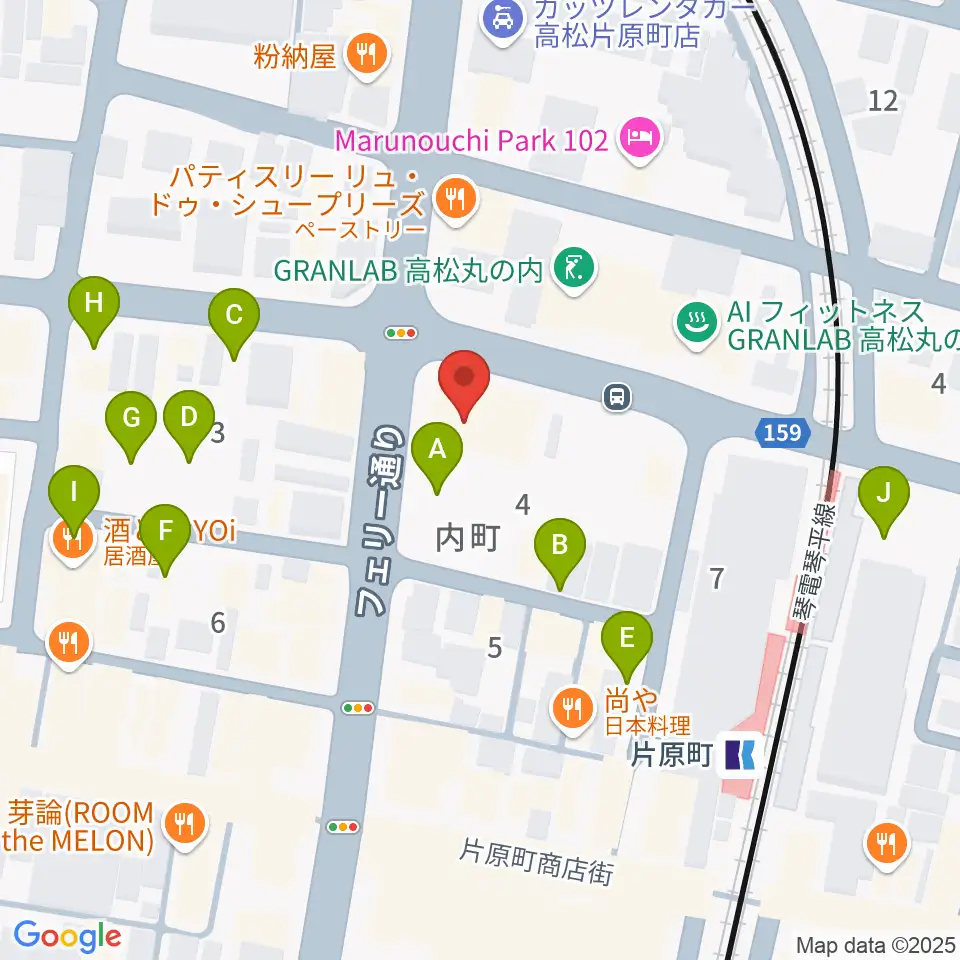 カワイ高松ショップ周辺の駐車場・コインパーキング一覧地図