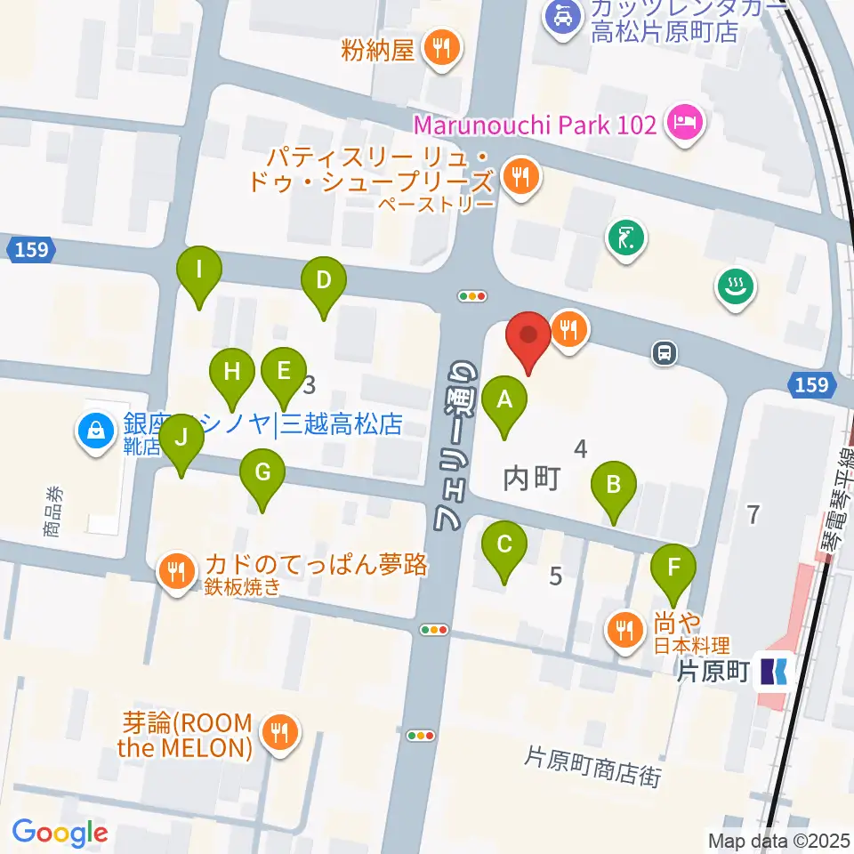 カワイ高松ショップ周辺の駐車場・コインパーキング一覧地図