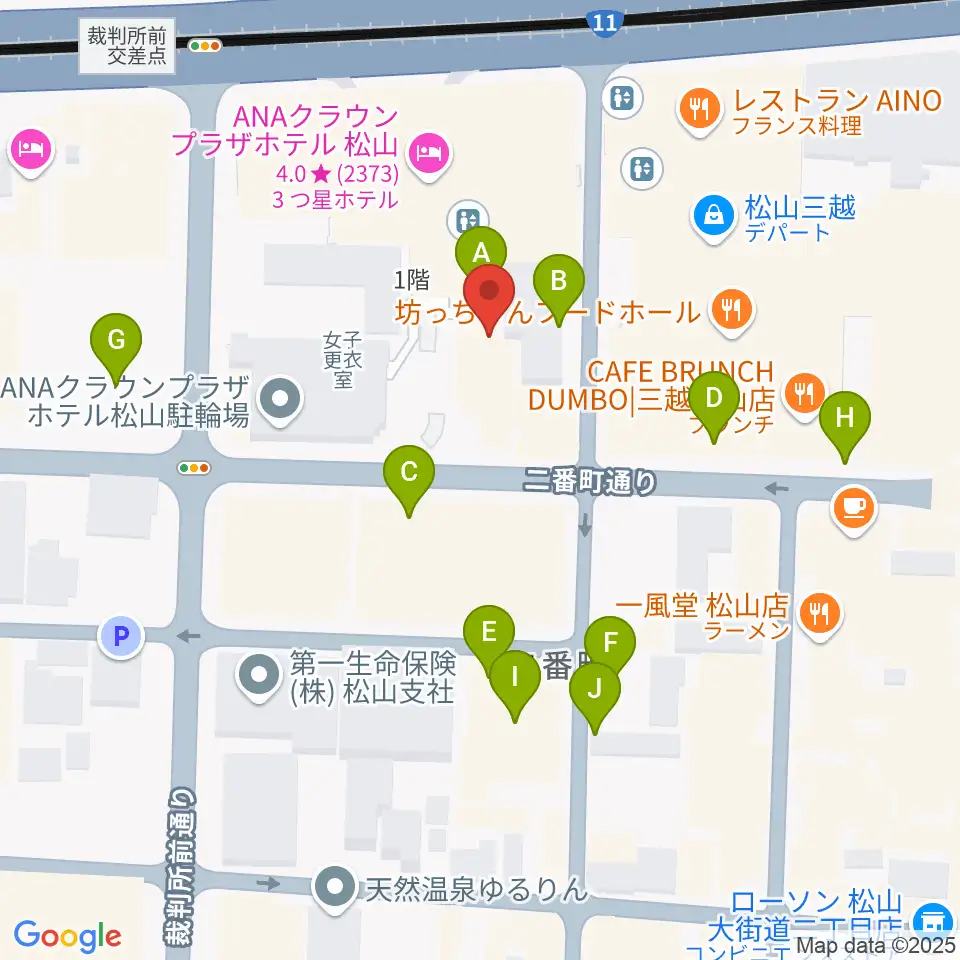 カワイ松山ショップ周辺の駐車場・コインパーキング一覧地図