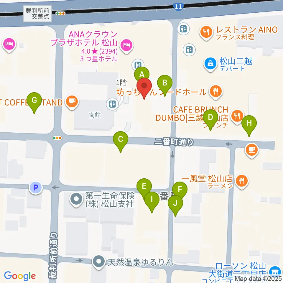 カワイ松山ショップ周辺の駐車場・コインパーキング一覧地図