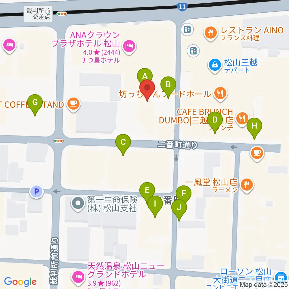 カワイ松山ショップ周辺の駐車場・コインパーキング一覧地図