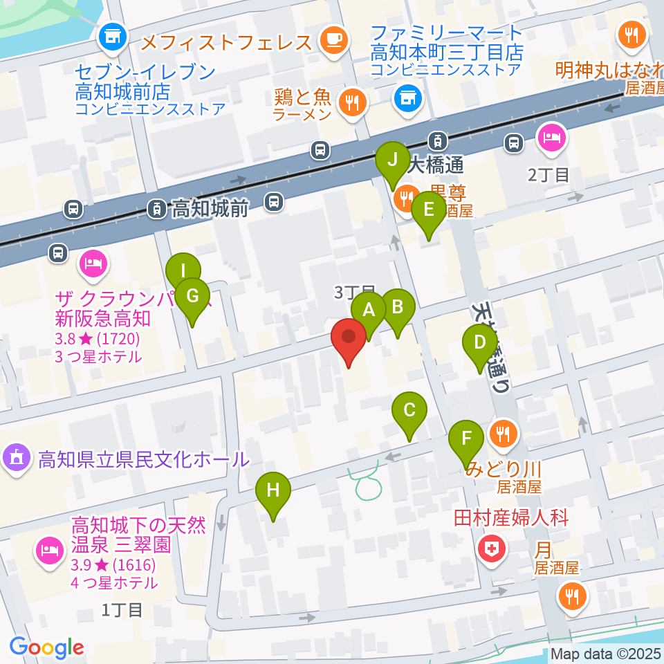 カワイ高知ショップ周辺の駐車場・コインパーキング一覧地図