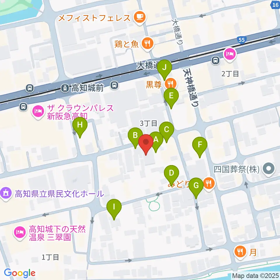 カワイ高知ショップ周辺の駐車場・コインパーキング一覧地図