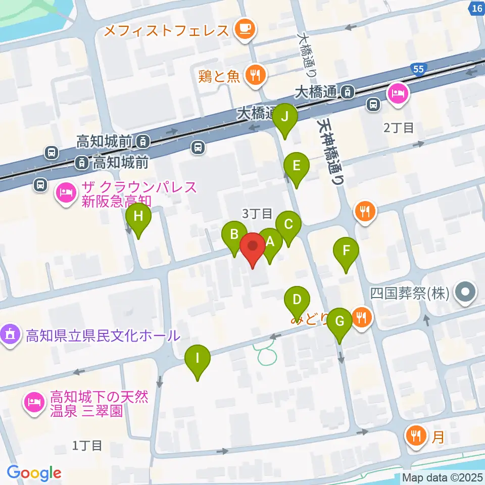 カワイ高知ショップ周辺の駐車場・コインパーキング一覧地図