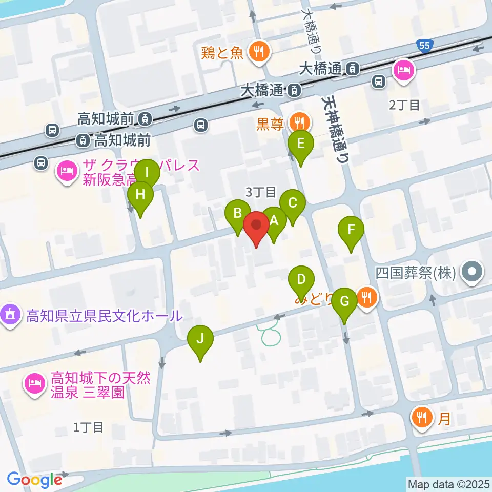 カワイ高知ショップ周辺の駐車場・コインパーキング一覧地図