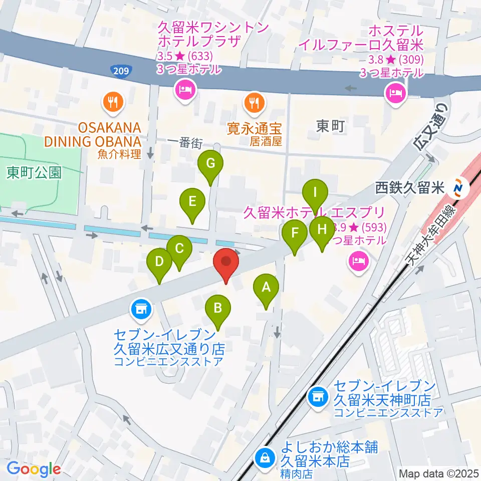 カワイ久留米ショップ周辺の駐車場・コインパーキング一覧地図