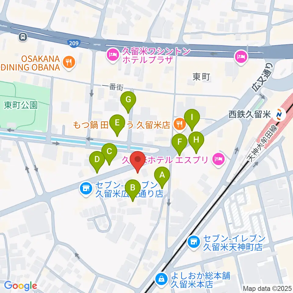 カワイ久留米ショップ周辺の駐車場・コインパーキング一覧地図