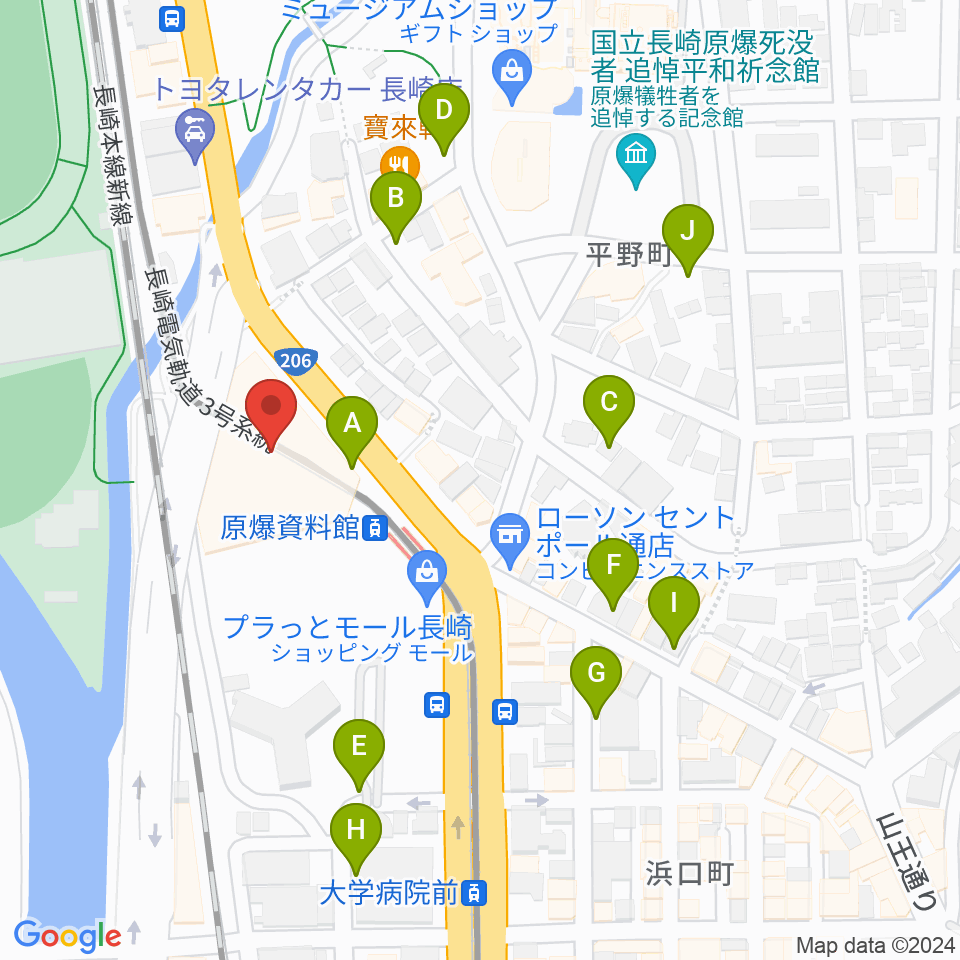 カワイ長崎ショップ周辺の駐車場・コインパーキング一覧地図