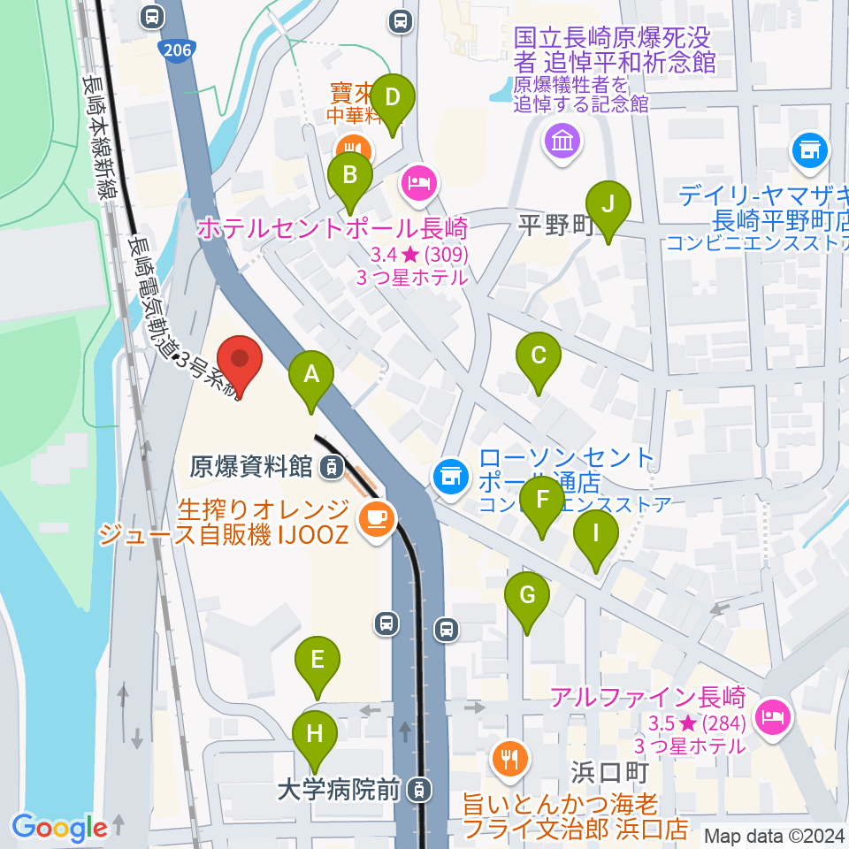 カワイ長崎ショップ周辺の駐車場・コインパーキング一覧地図