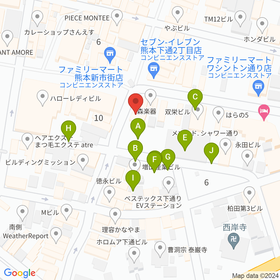 カワイ熊本ショップ周辺の駐車場・コインパーキング一覧地図