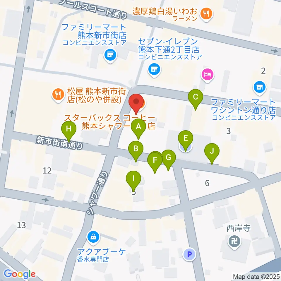 カワイ熊本ショップ周辺の駐車場・コインパーキング一覧地図