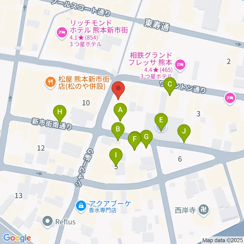 カワイ熊本ショップ周辺の駐車場・コインパーキング一覧地図