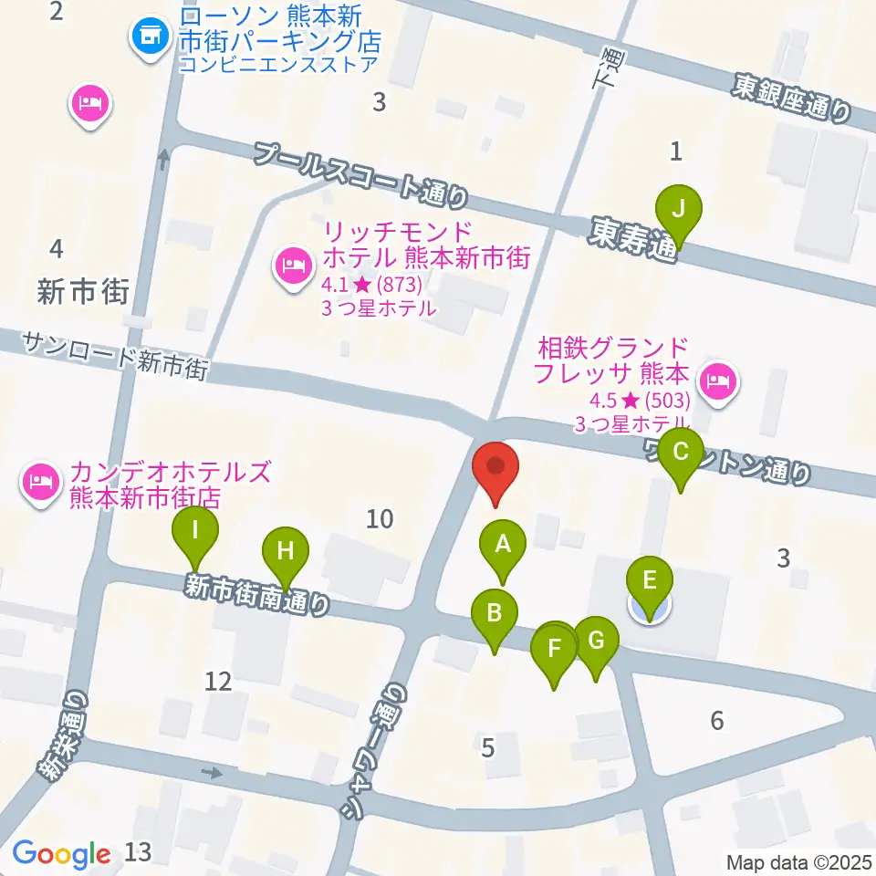 カワイ熊本ショップ周辺の駐車場・コインパーキング一覧地図