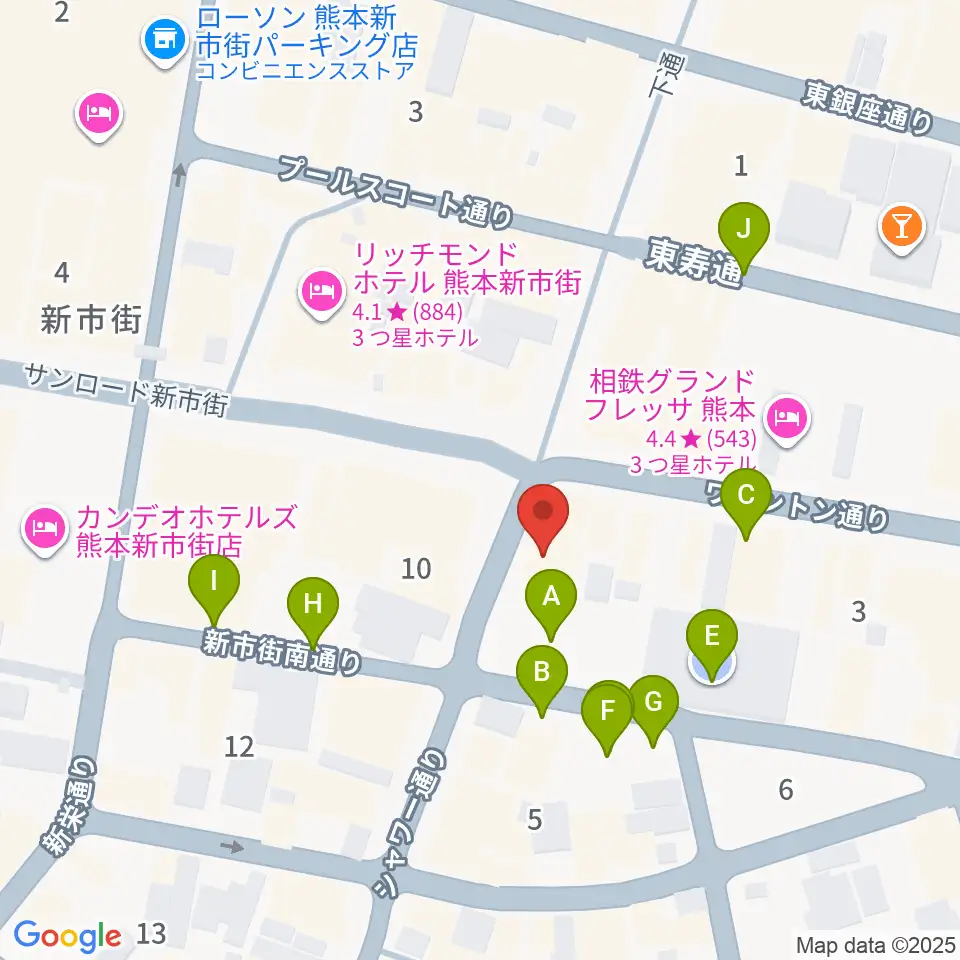 カワイ熊本ショップ周辺の駐車場・コインパーキング一覧地図