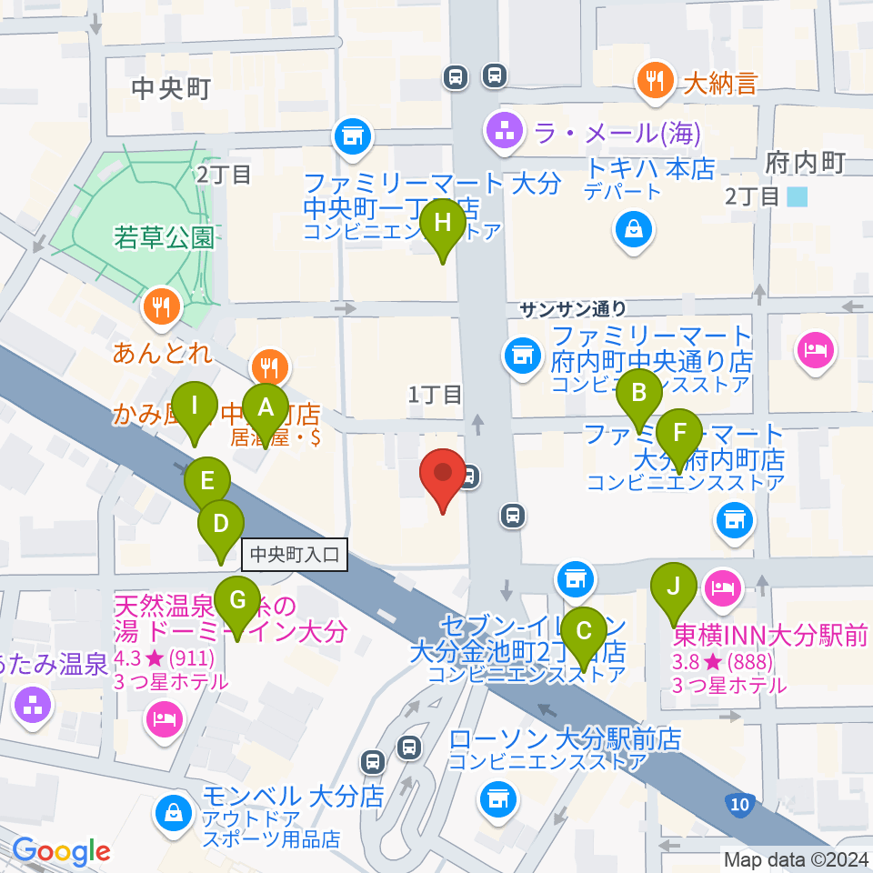 カワイ大分ショップ周辺の駐車場・コインパーキング一覧地図