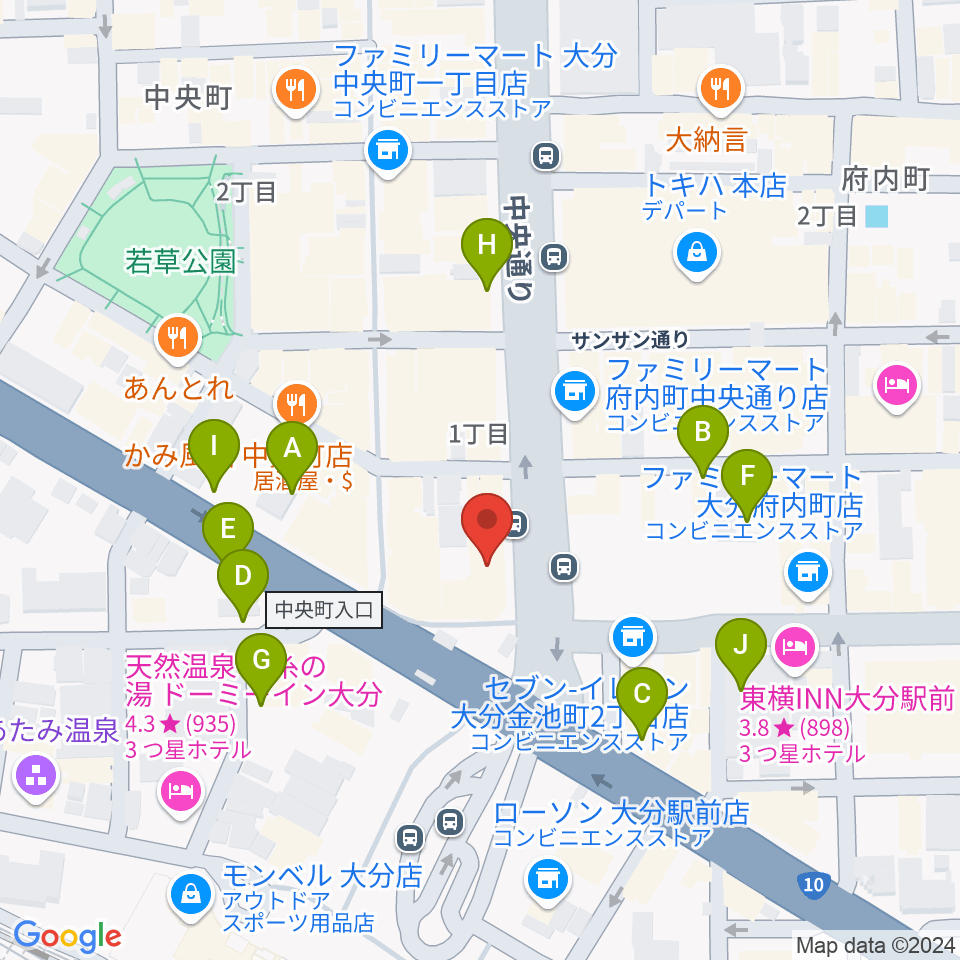 カワイ大分ショップ周辺の駐車場・コインパーキング一覧地図