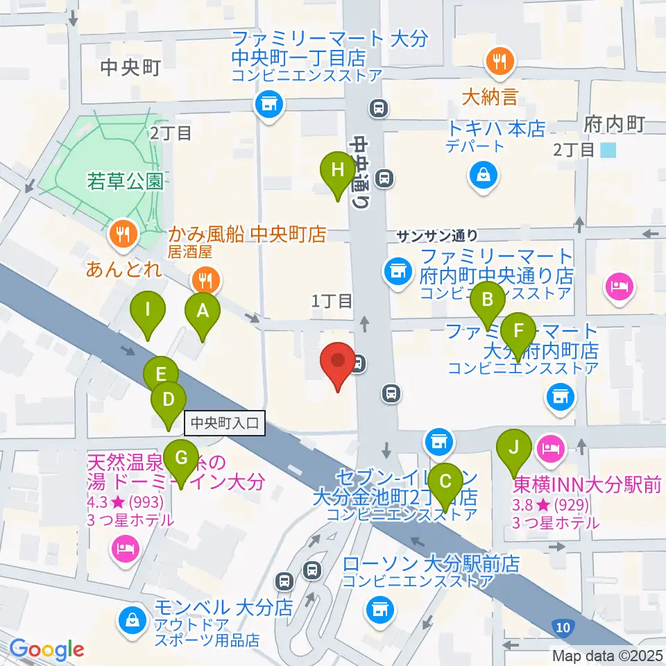 カワイ大分ショップ周辺の駐車場・コインパーキング一覧地図