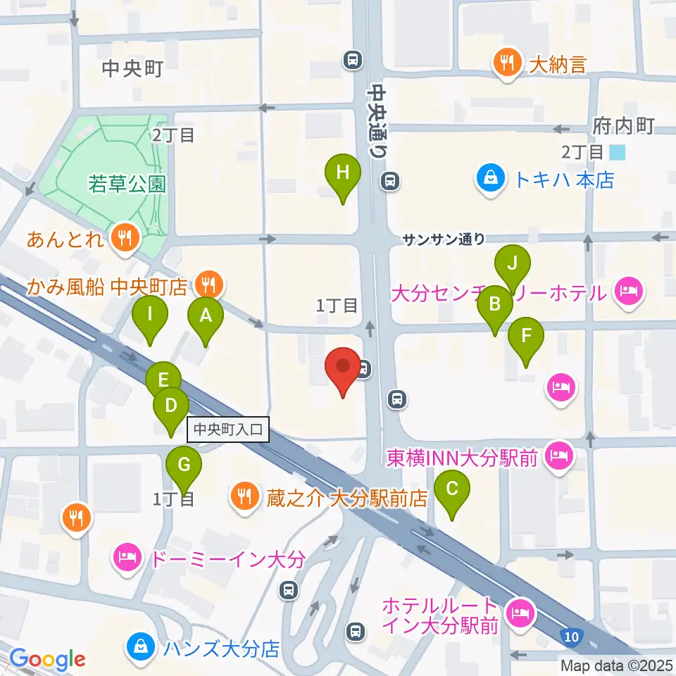 カワイ大分ショップ周辺の駐車場・コインパーキング一覧地図