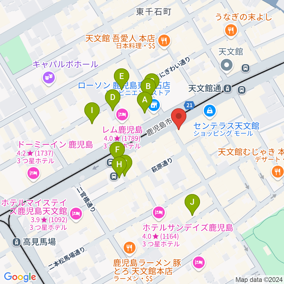 カワイ鹿児島ショップ周辺の駐車場・コインパーキング一覧地図