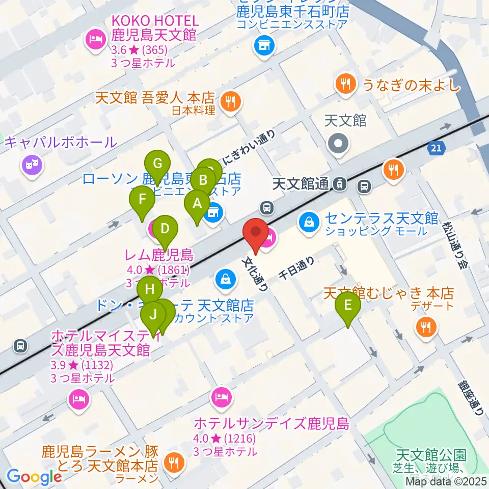 カワイ鹿児島ショップ周辺の駐車場・コインパーキング一覧地図