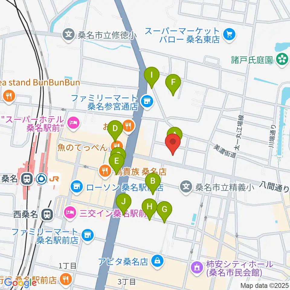 北勢ミュージック周辺の駐車場・コインパーキング一覧地図