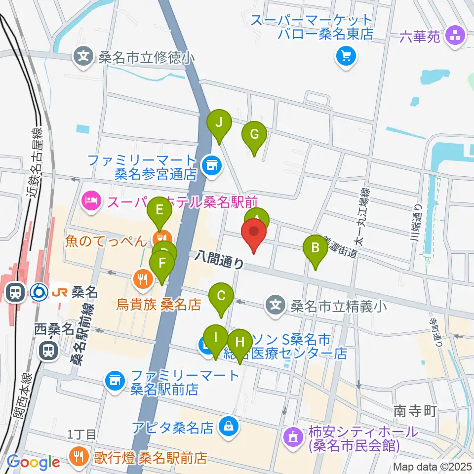 北勢ミュージック周辺の駐車場・コインパーキング一覧地図