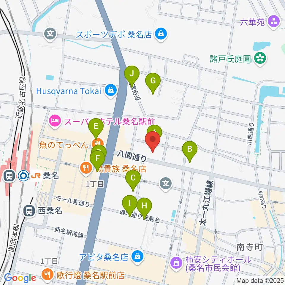 北勢ミュージック周辺の駐車場・コインパーキング一覧地図