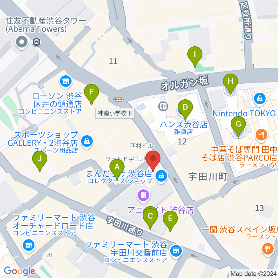 ミュージックランドKEY渋谷店周辺の駐車場・コインパーキング一覧地図