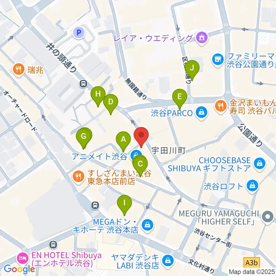 ミュージックランドKEY渋谷店周辺の駐車場・コインパーキング一覧地図