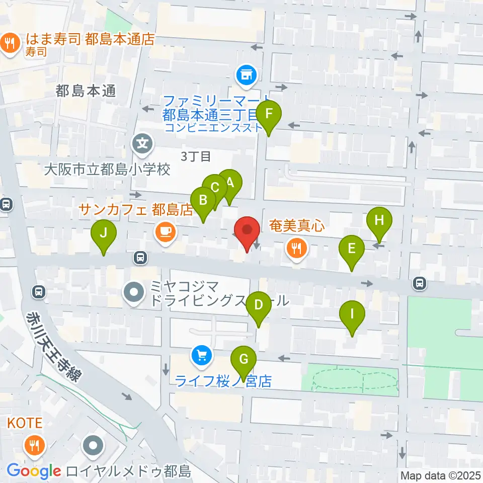 都島区の上野音楽学園周辺の駐車場・コインパーキング一覧地図