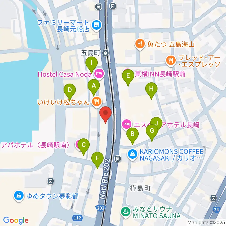 長崎ギター音楽院周辺の駐車場・コインパーキング一覧地図