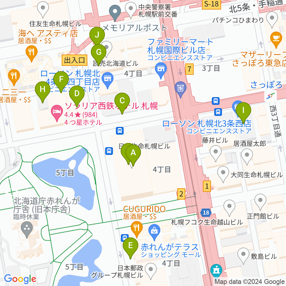 島村楽器 札幌クラシック店周辺の駐車場・コインパーキング一覧地図