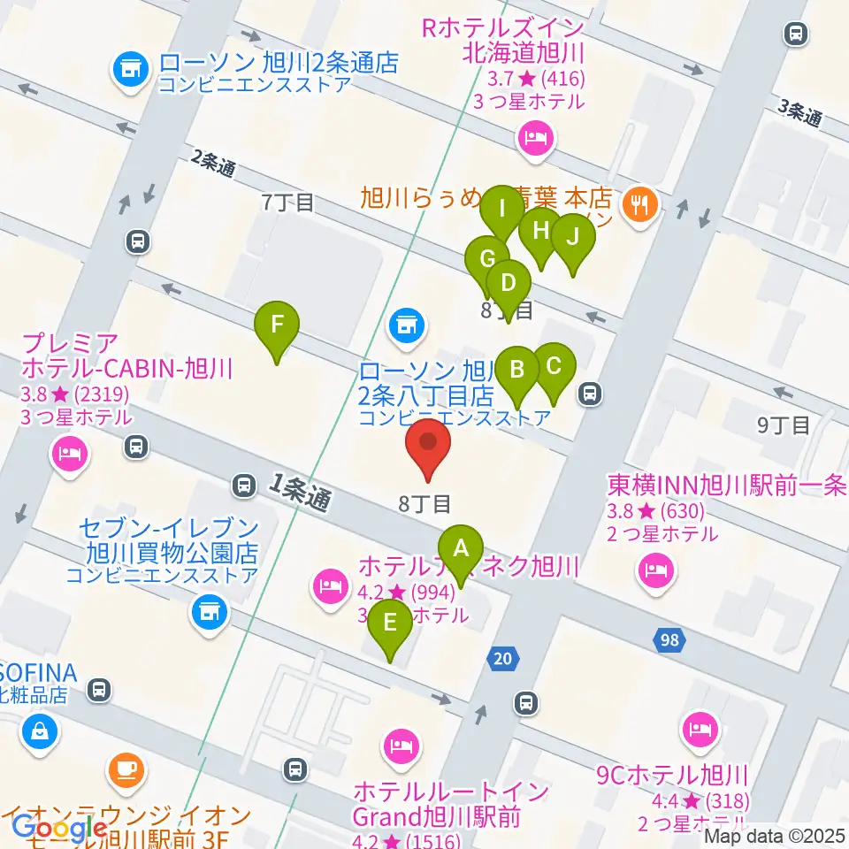 島村楽器 フィール旭川店周辺の駐車場・コインパーキング一覧地図